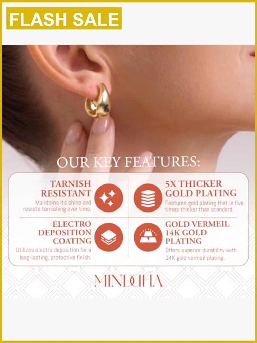 Teardrop Huggie Hoop Earrings - Thick Elegant 20mm x 10mm - Picture 2 of 7